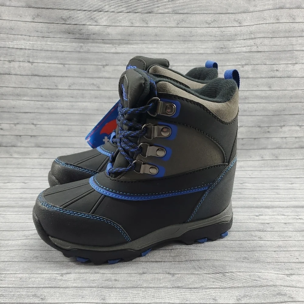 Totes Black Gray‎ Blue Winter Snow Boots Size 12 Ricky